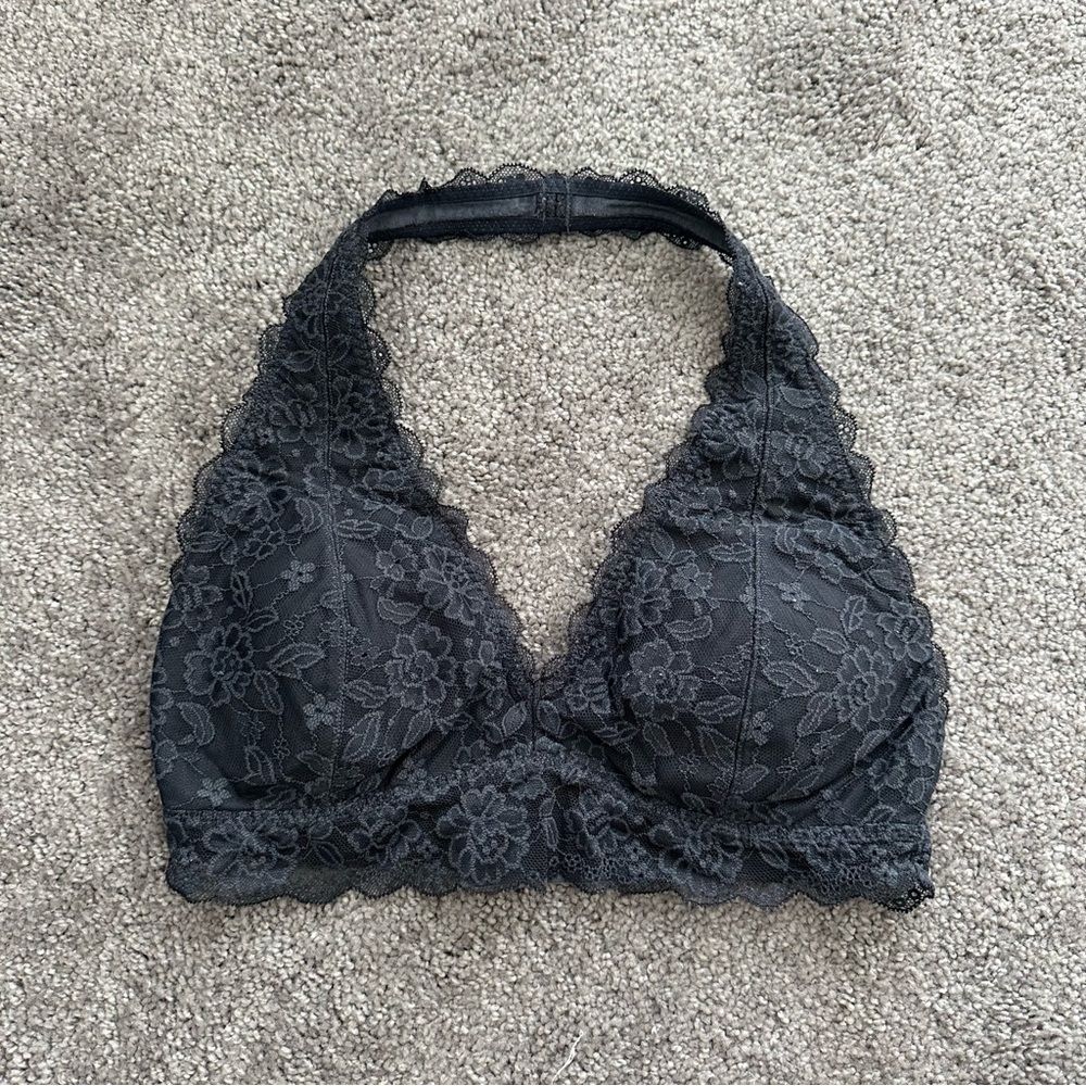 Hollister Charcoal Lace Halter Bralette